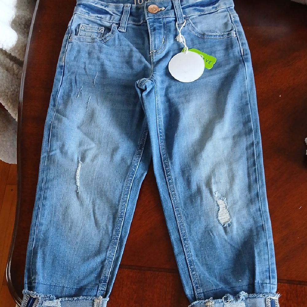 Justice Light Blue Kids Jeans with Distressed Details